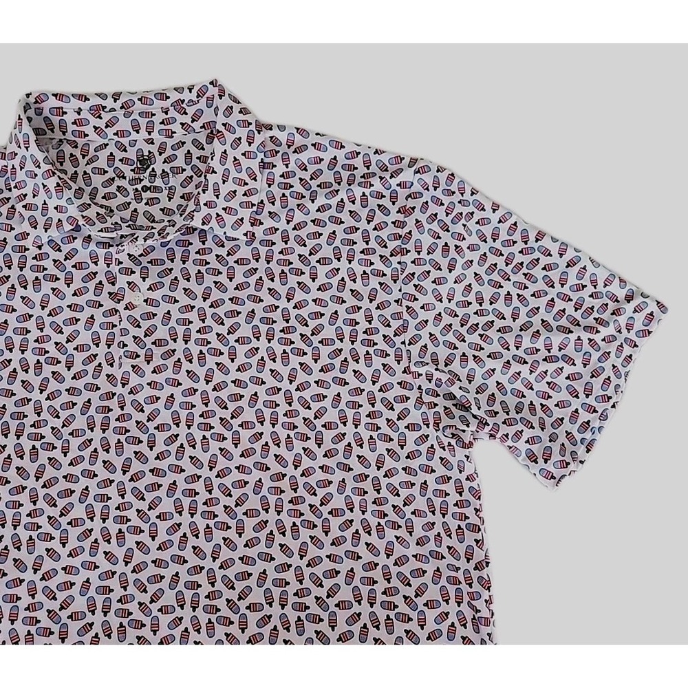 NWT Southern Proper Mens Large Polo RWB Fun Popsicle AOP Short Sleeve Modern New